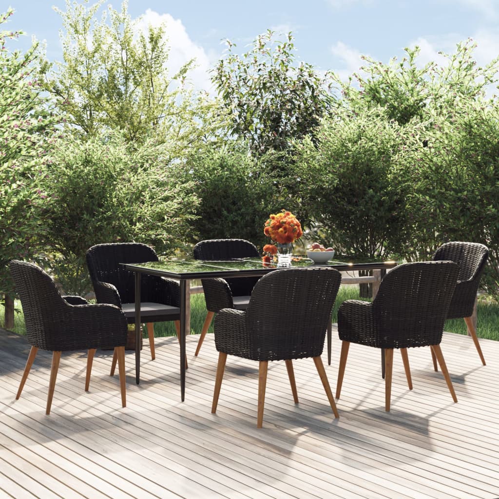 7-delige Tuinset met kussens zwart – afbeelding 1