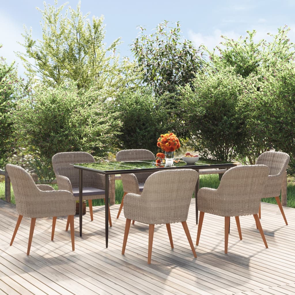 7-delige Tuinset met kussens bruin – afbeelding 1