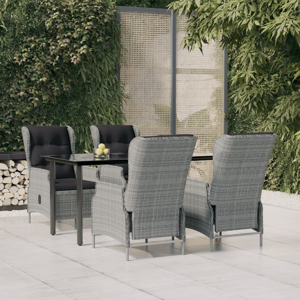 5-delige Tuinset poly rattan lichtgrijs – afbeelding 1
