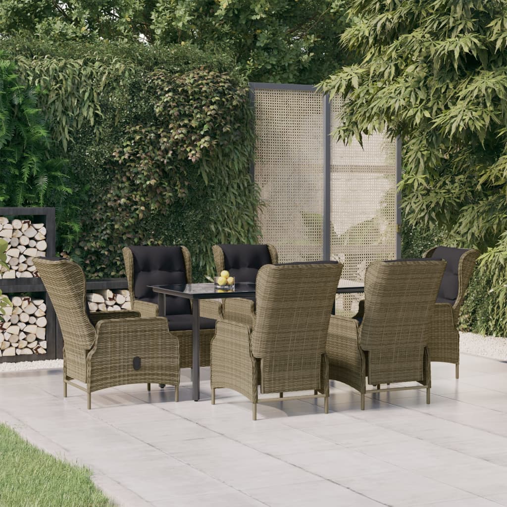 7-delige Tuinset poly rattan bruin