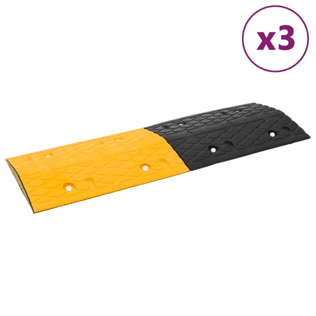 Verkeersdrempels 3 st 97x32,5x4 cm rubber geel en zwart