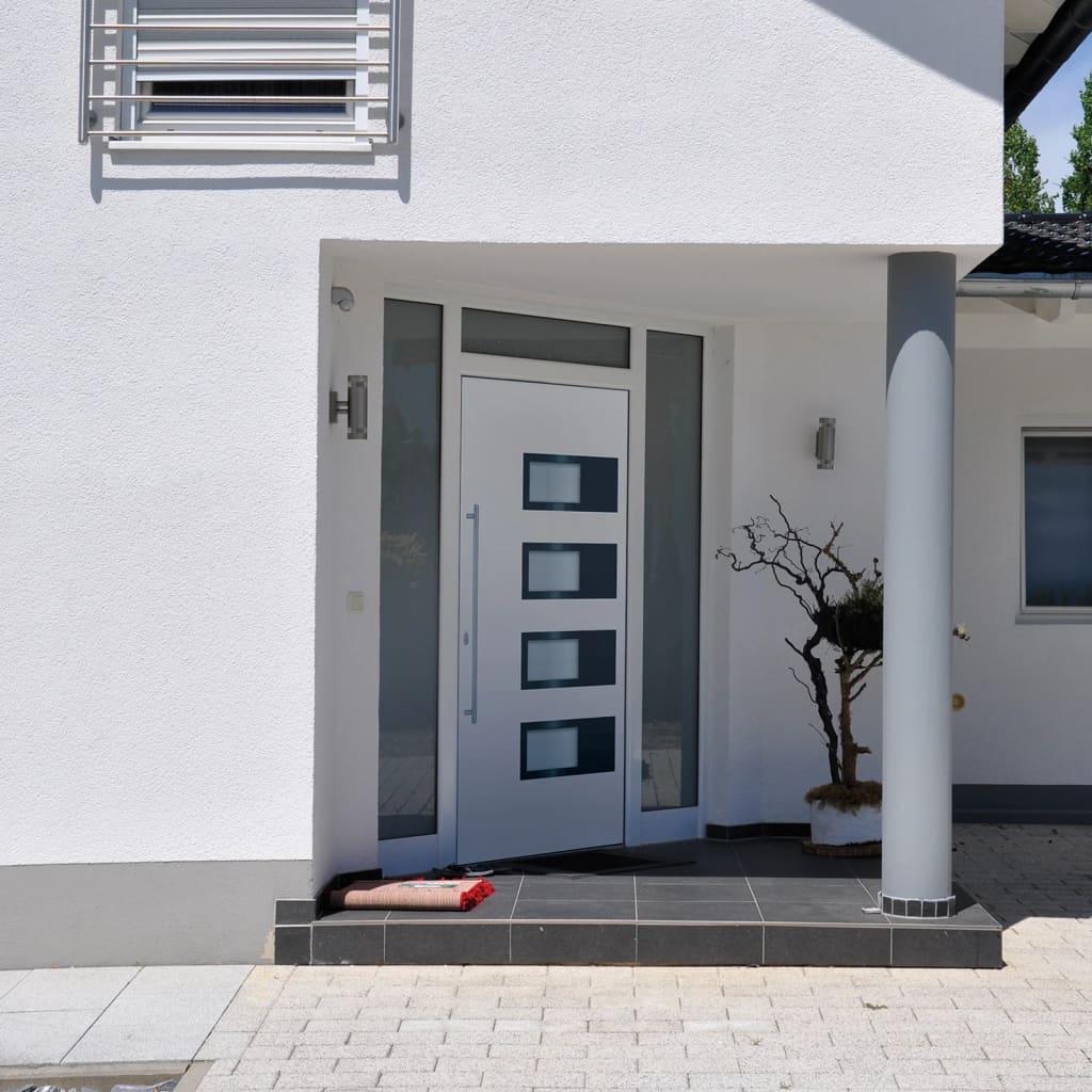 Voordeur 100x210 cm aluminium en PVC wit