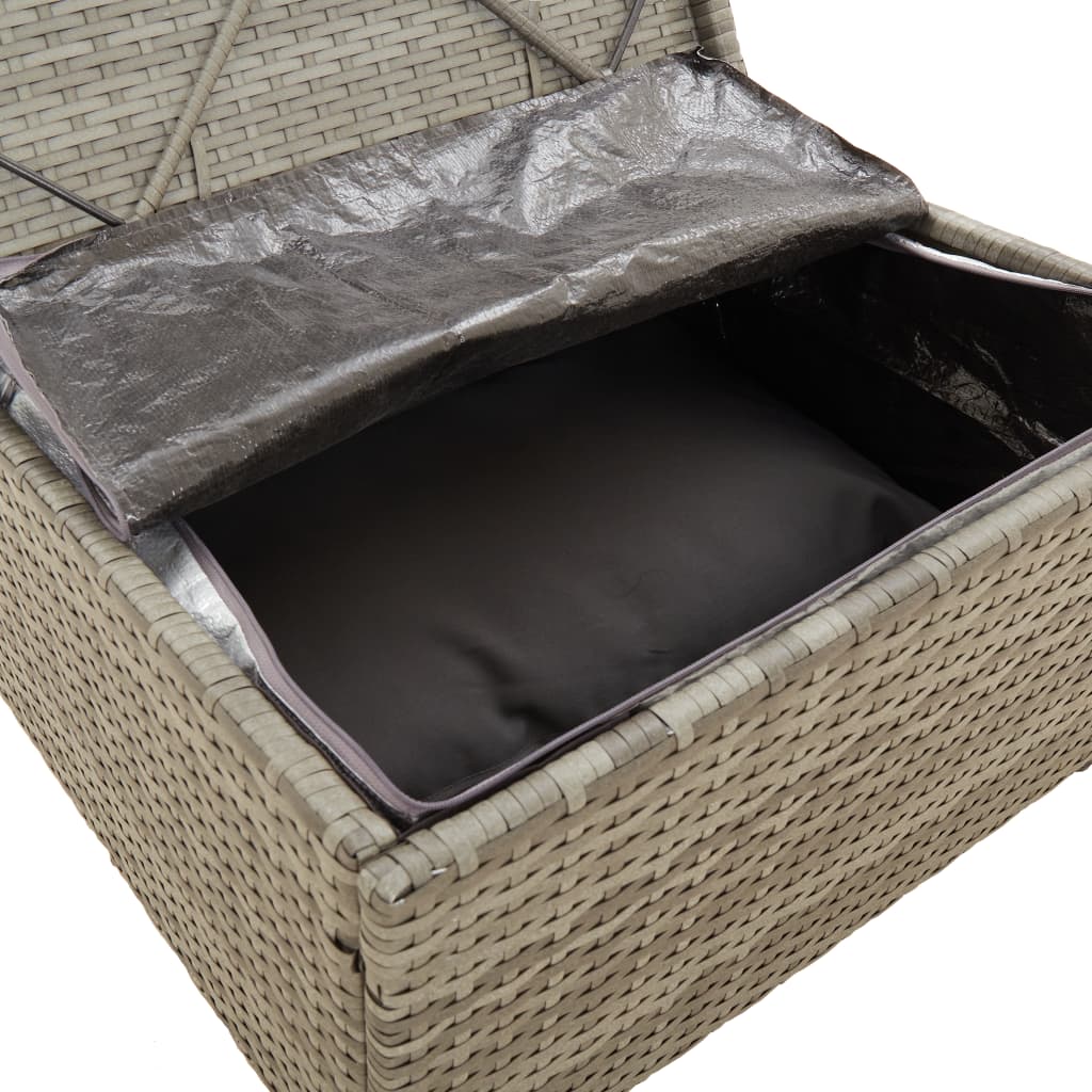 4-delige Loungeset met kussens poly rattan grijs – afbeelding 10
