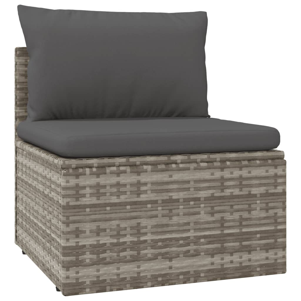 4-delige Loungeset met kussens poly rattan grijs – afbeelding 6