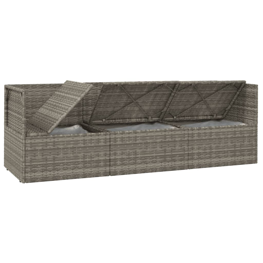 4-delige Loungeset met kussens poly rattan grijs – afbeelding 8