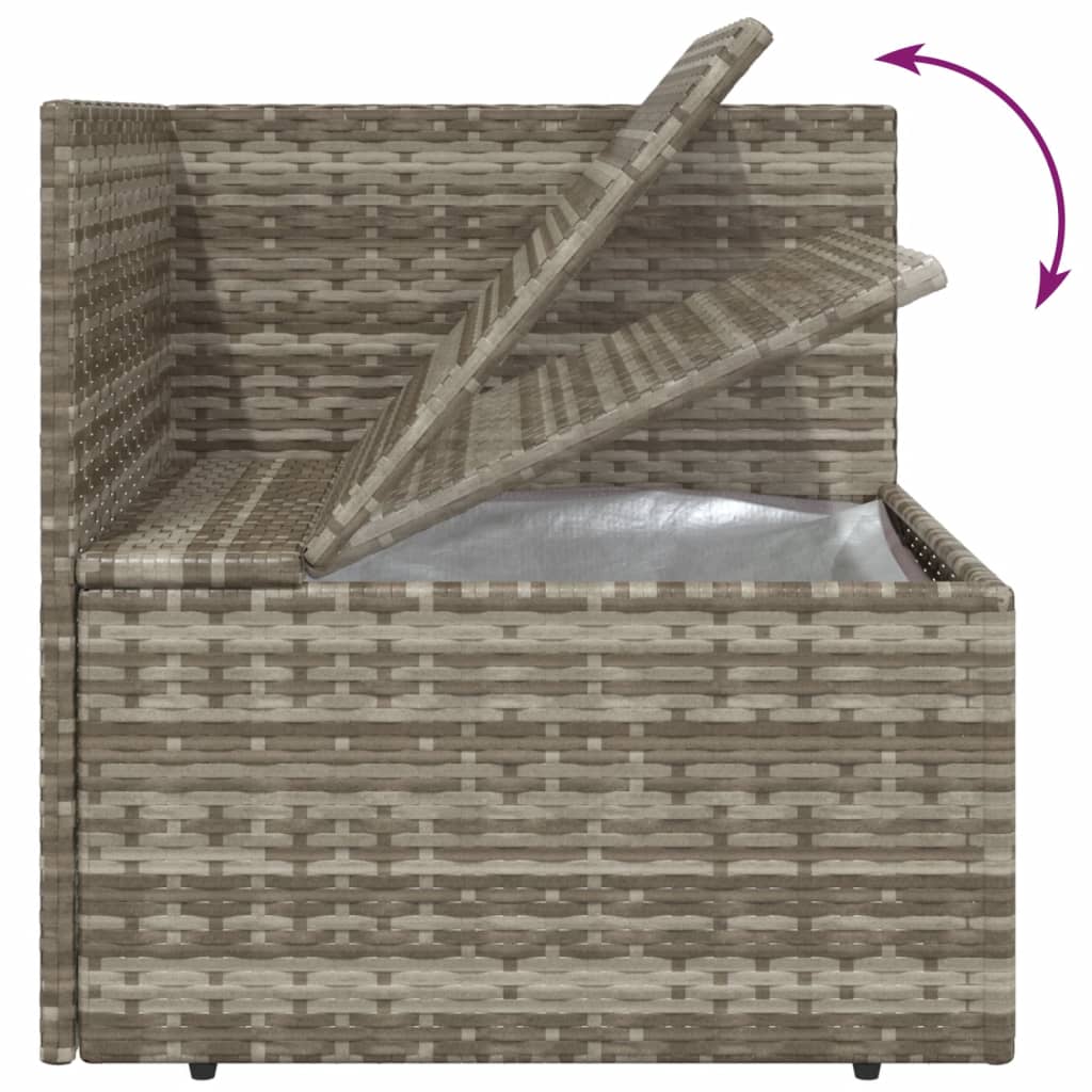 4-delige Loungeset met kussens poly rattan grijs – afbeelding 9