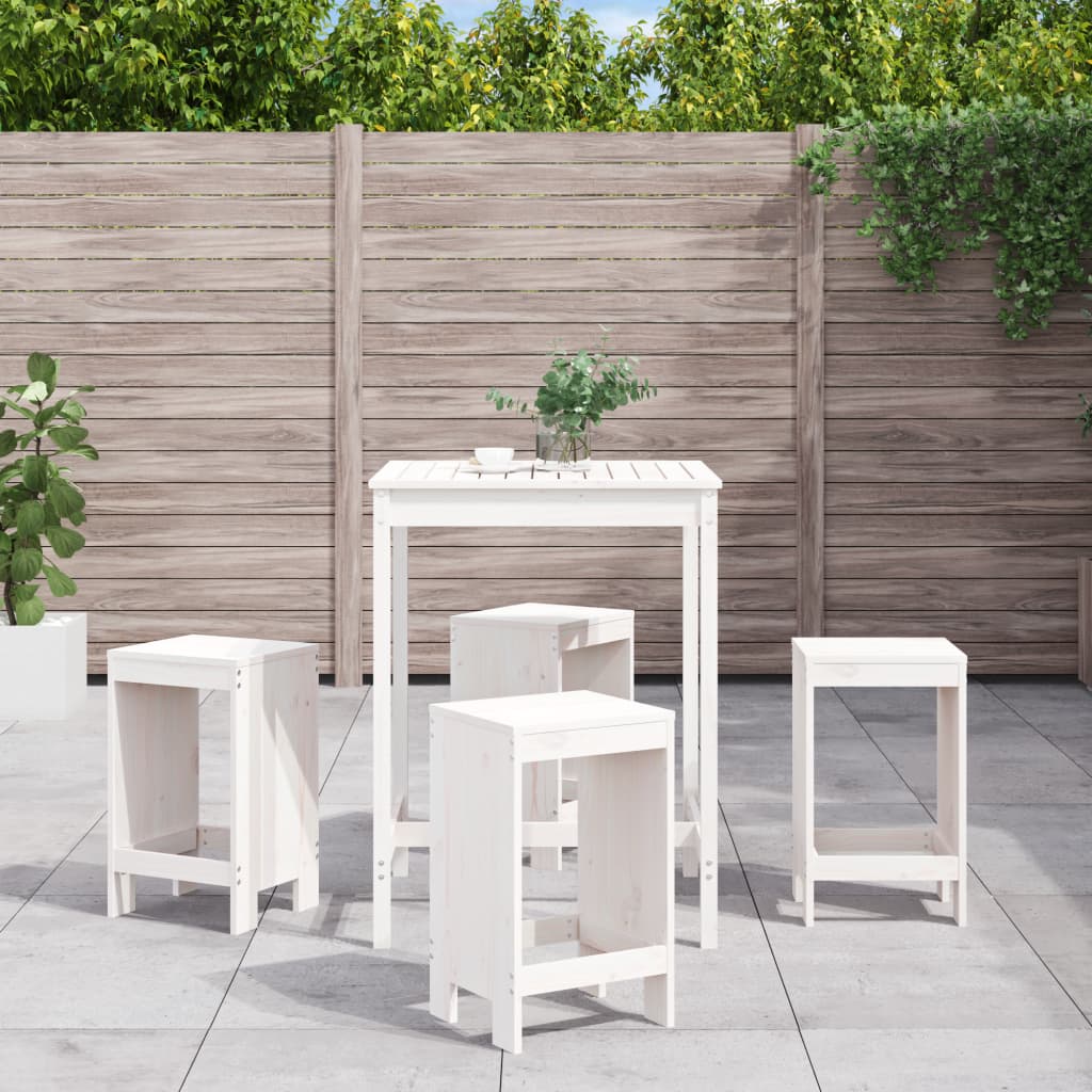 5-delige Barset massief grenenhout wit – afbeelding 1