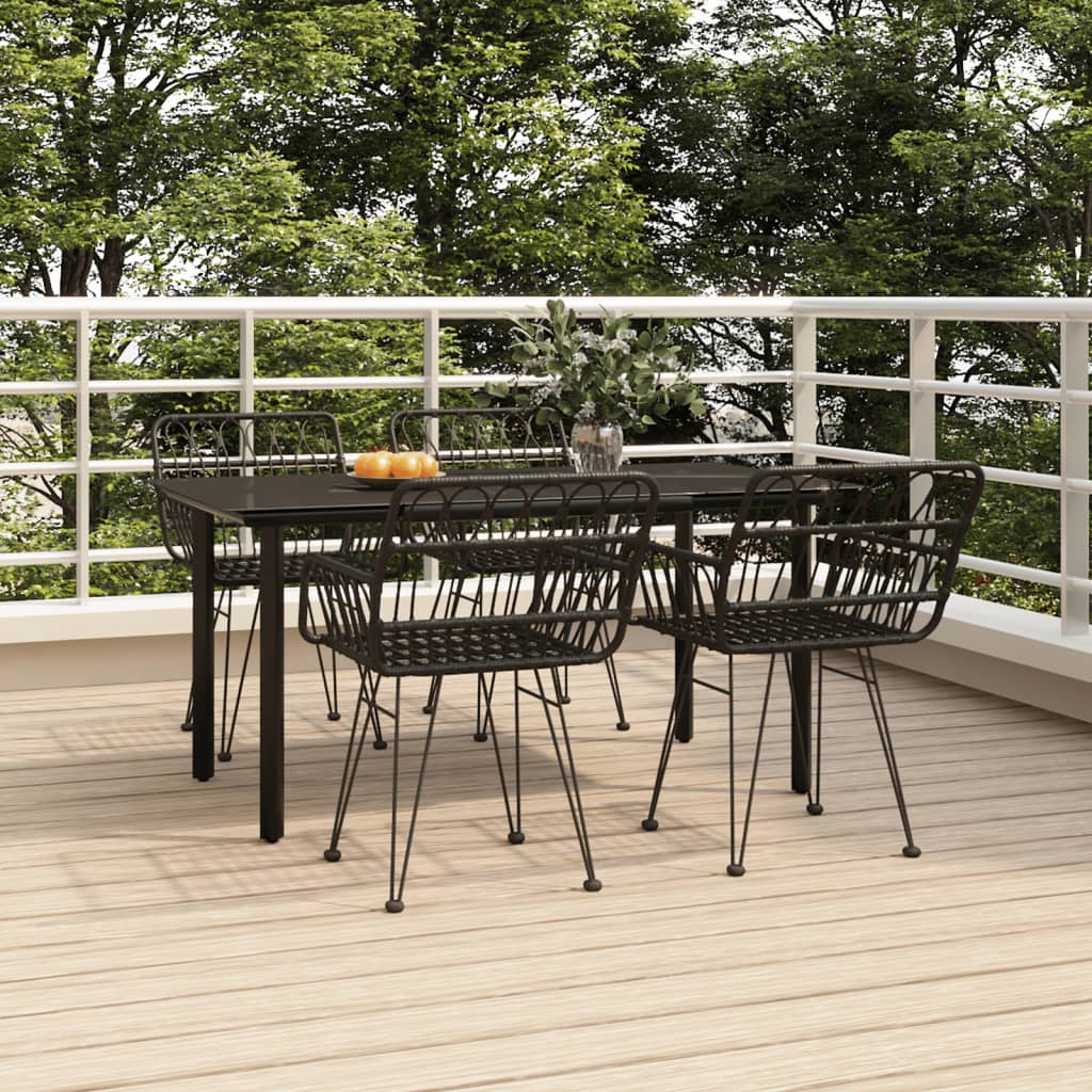 5-delige Tuinset poly rattan zwart – afbeelding 1