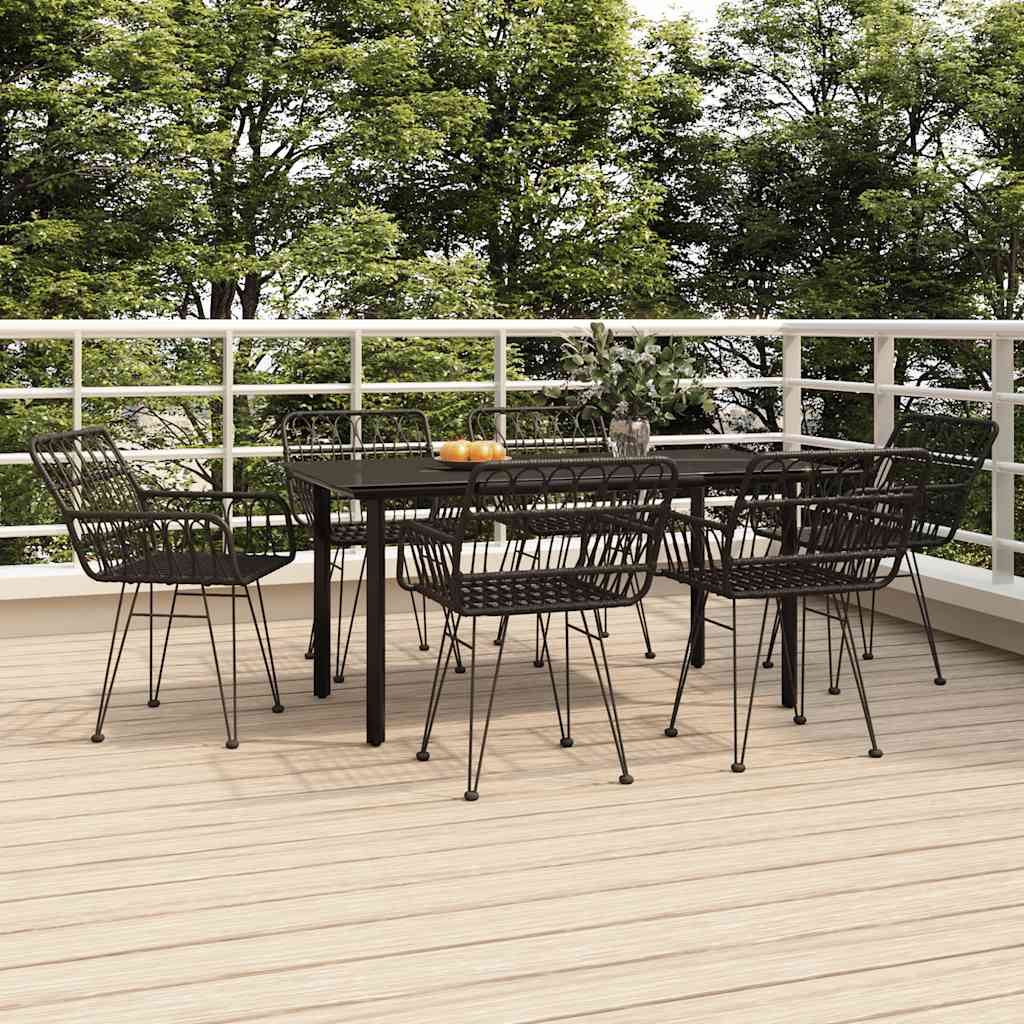 7-delige Tuinset poly rattan zwart – afbeelding 1