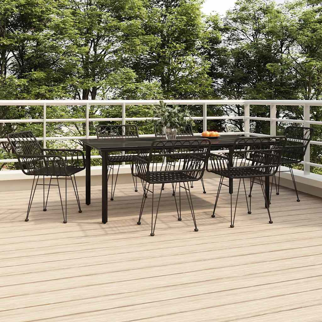 7-delige Tuinset poly rattan zwart