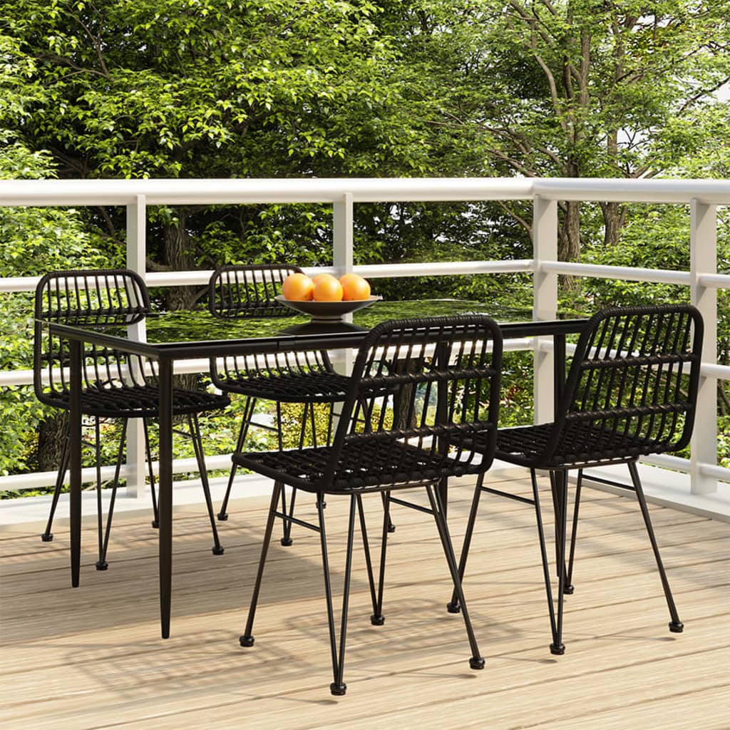 5-delige Tuinset poly rattan zwart – afbeelding 1