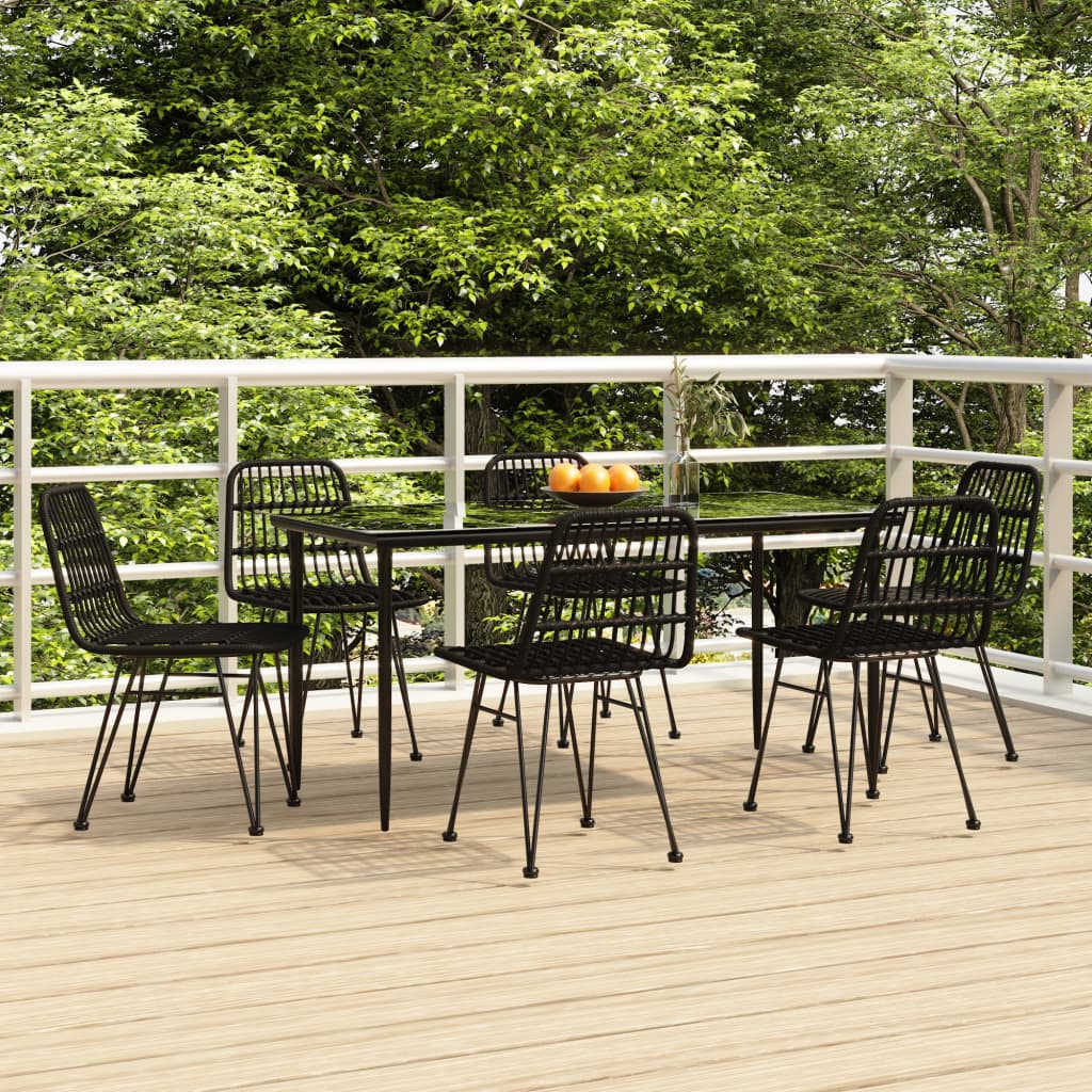 7-delige Tuinset poly rattan zwart