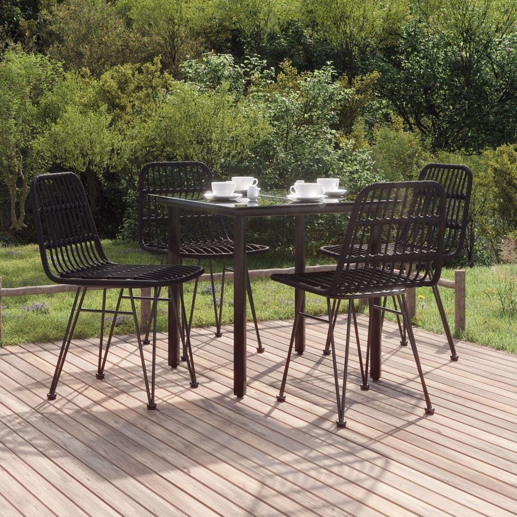 5-delige Tuinset poly rattan zwart – afbeelding 1