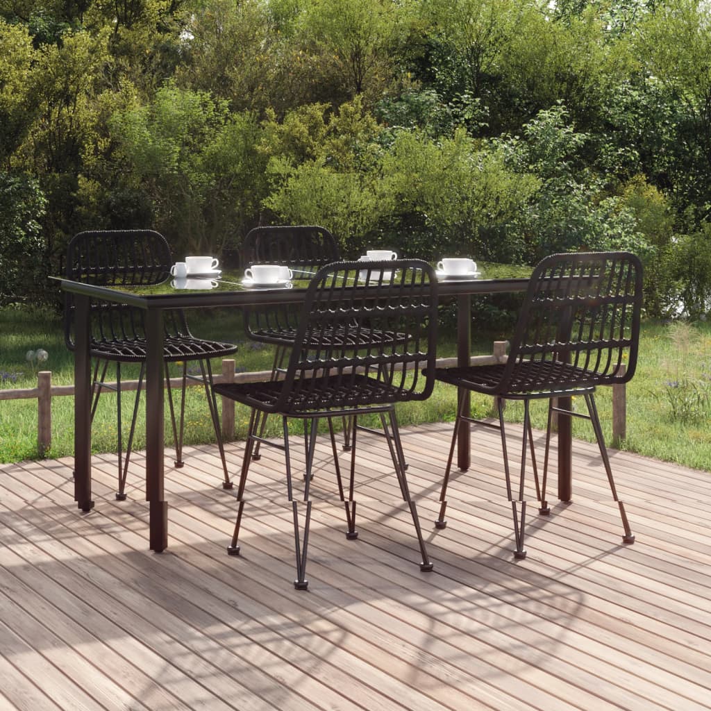 5-delige Tuinset poly rattan zwart – afbeelding 1