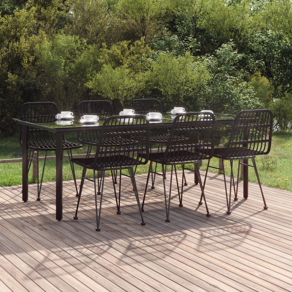 7-delige Tuinset poly rattan zwart – afbeelding 1