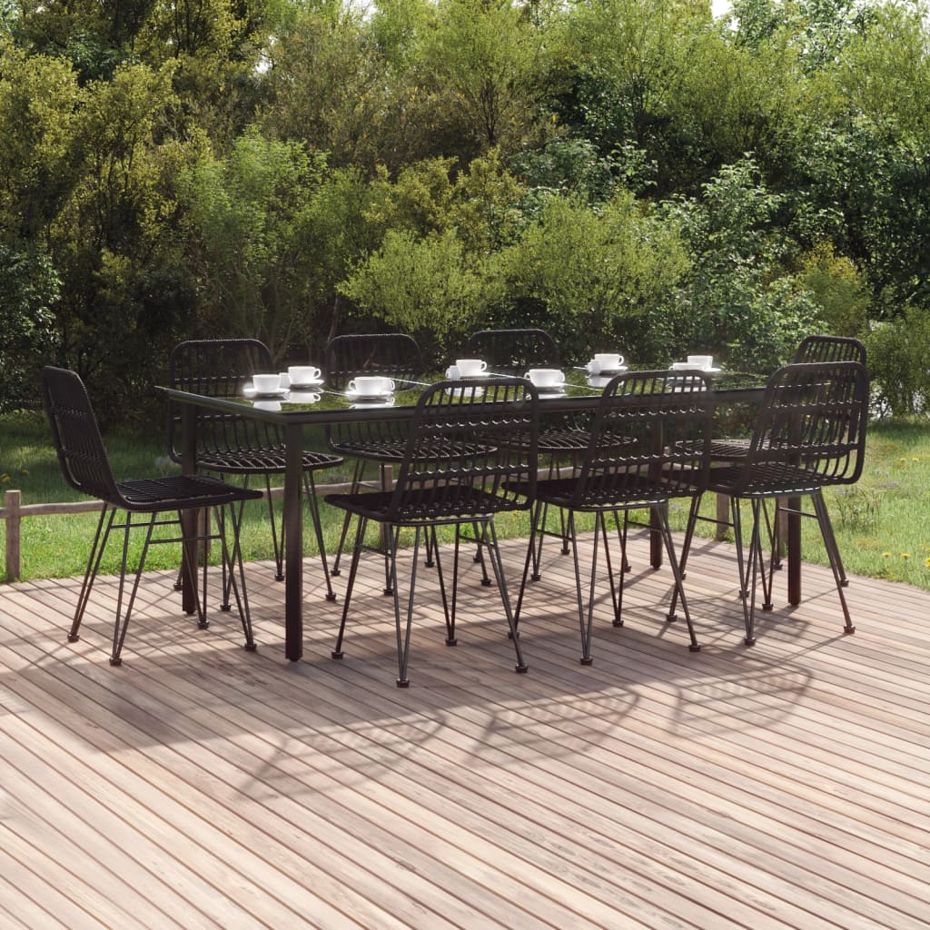 9-delige Tuinset poly rattan zwart – afbeelding 1