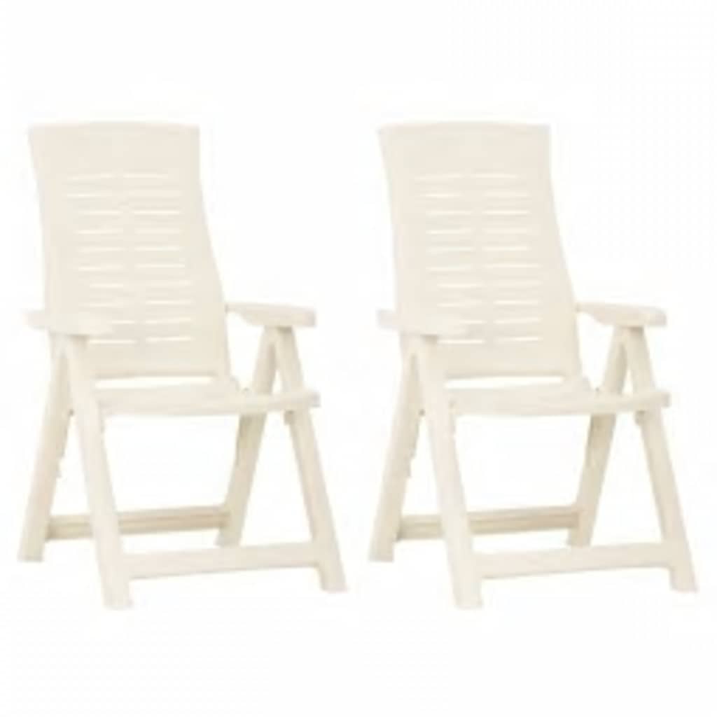 Tuinstoelen 2 st verstelbaar kunststof wit – afbeelding 1