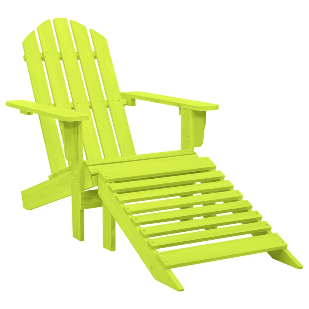 Tuinstoel Adirondack met voetenbank massief vurenhout groen – afbeelding 1