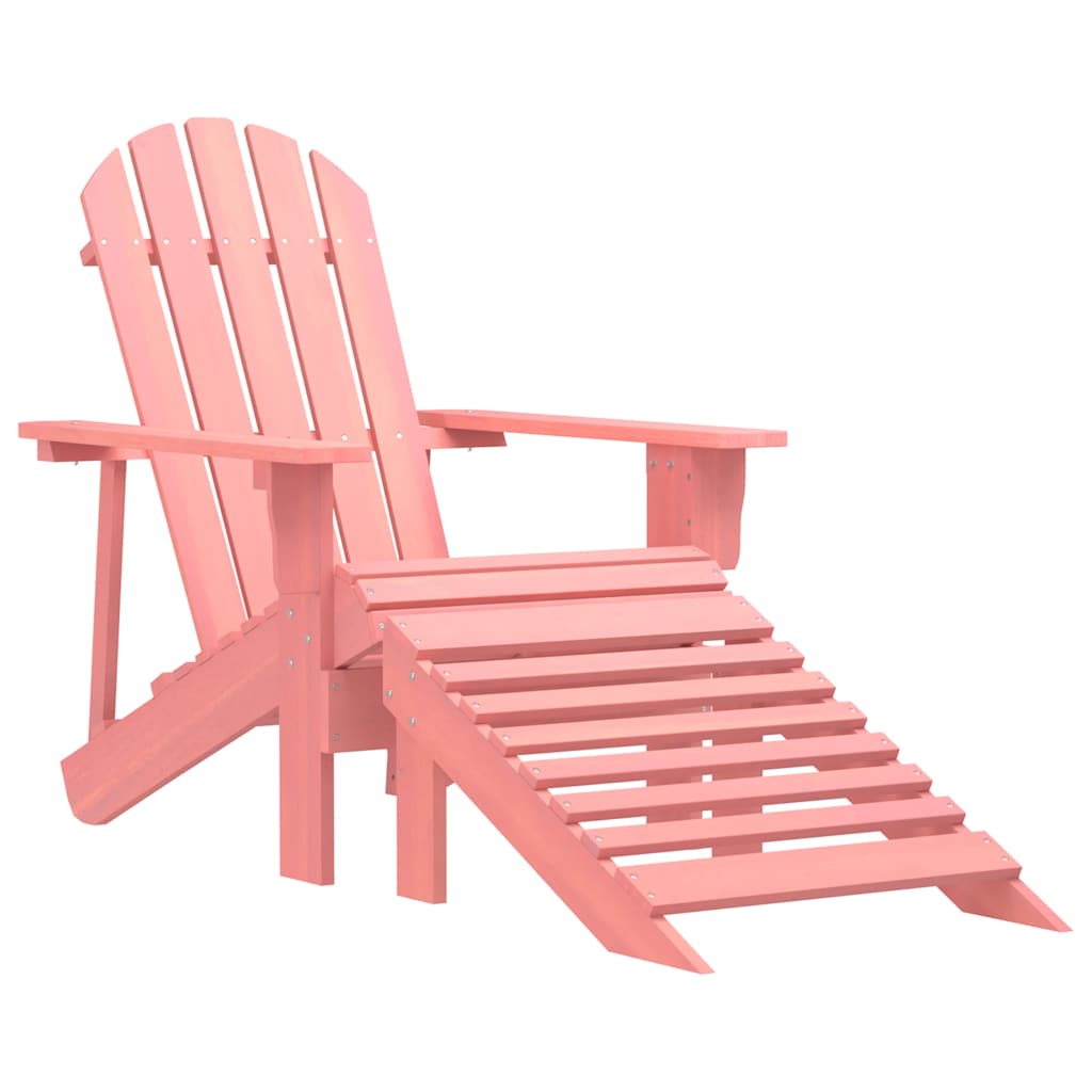 Tuinstoel Adirondack met voetenbank massief vurenhout roze – afbeelding 1