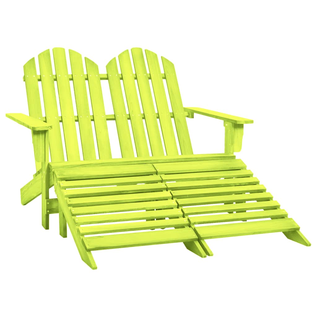 Tuinstoel 2-zits Adirondack met voetenbank vurenhout groen – afbeelding 1