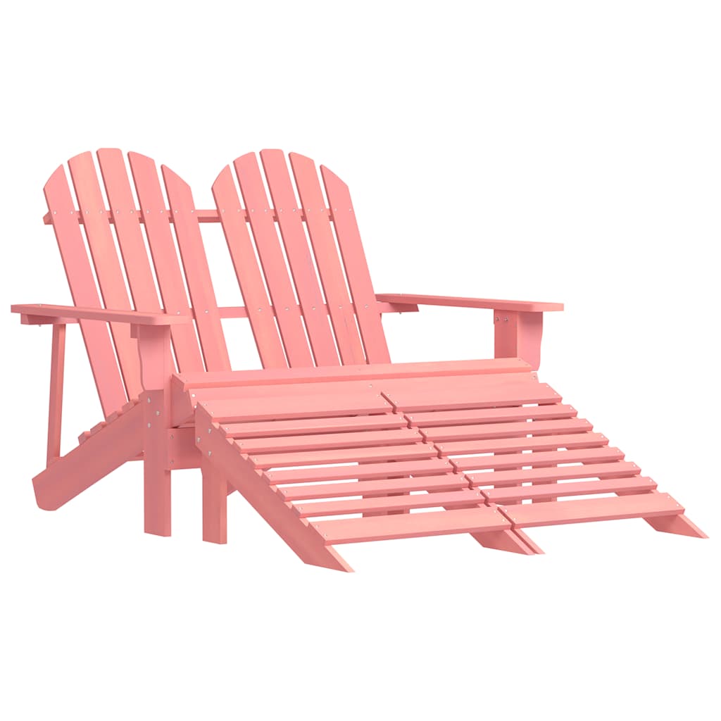 Tuinstoel 2-zits Adirondack met voetenbank vurenhout roze