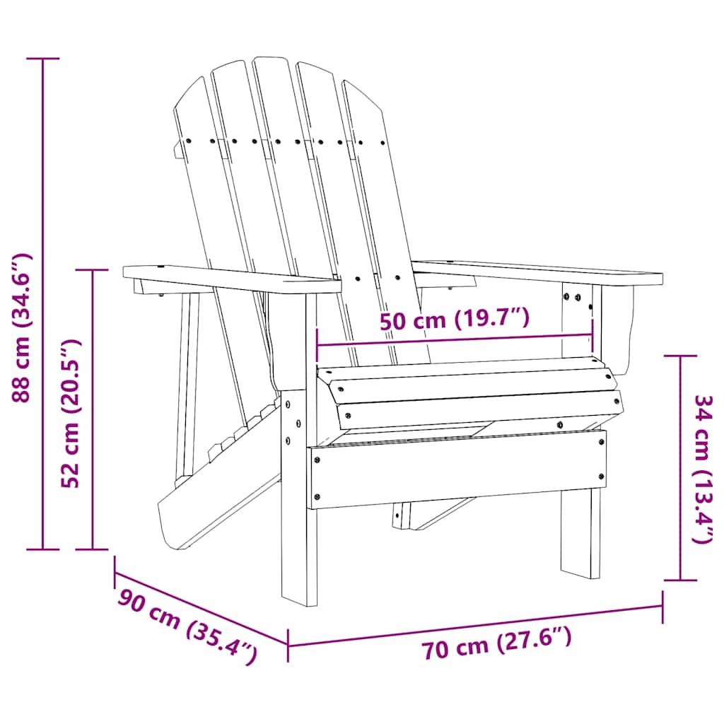 Tuinstoel Adirondack met tafel massief vurenhout – afbeelding 11