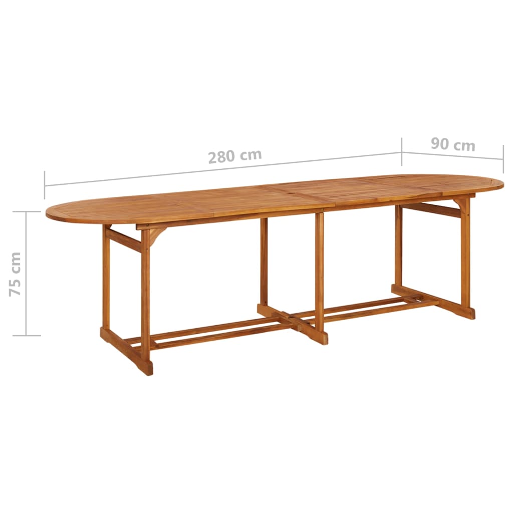 Tuintafel 280x90x75 cm massief acaciahout – afbeelding 6