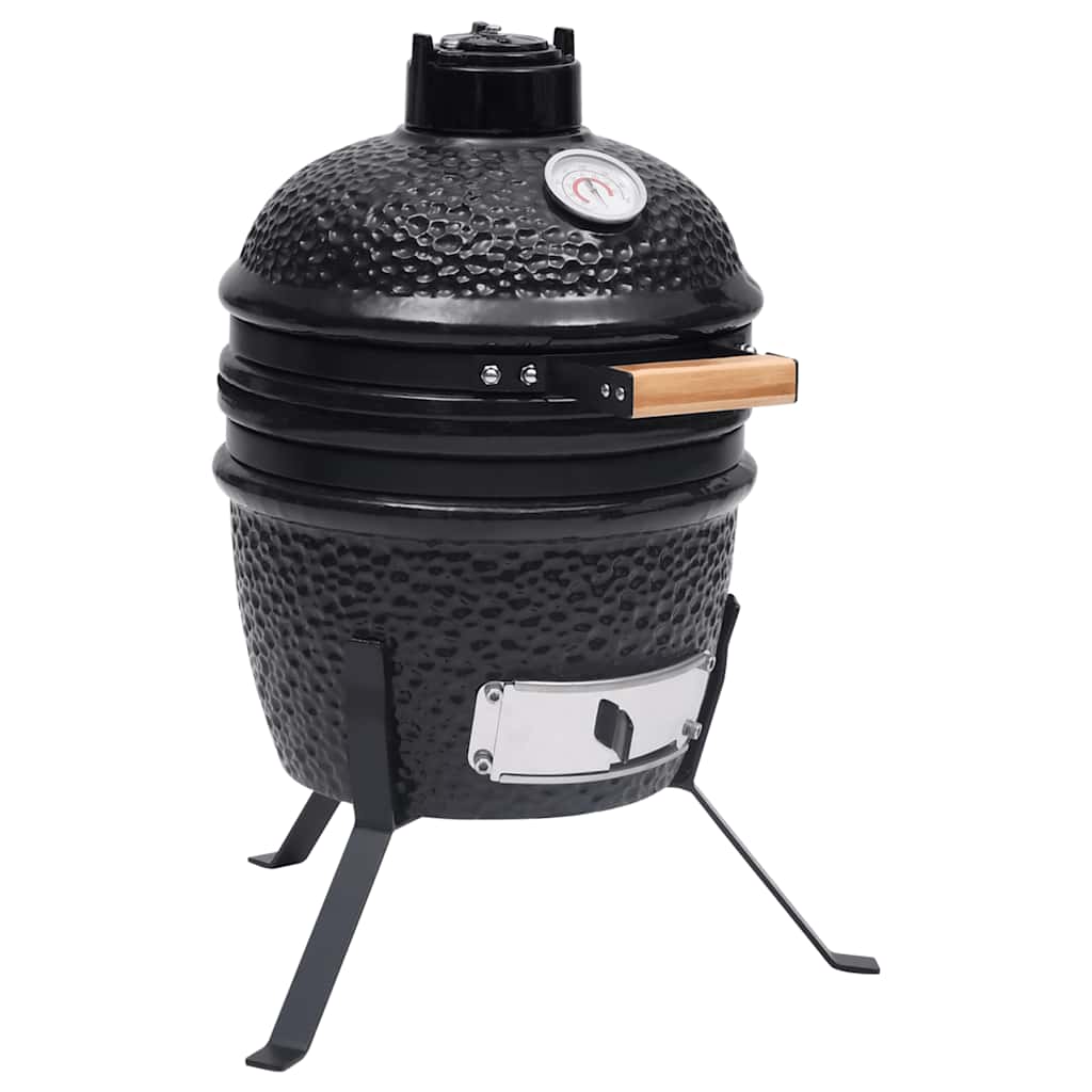 Kamado barbecue 2-in-1 56 cm keramiek zwart – afbeelding 1