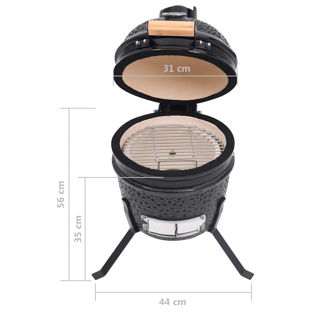 Kamado barbecue 2-in-1 56 cm keramiek zwart – afbeelding 12