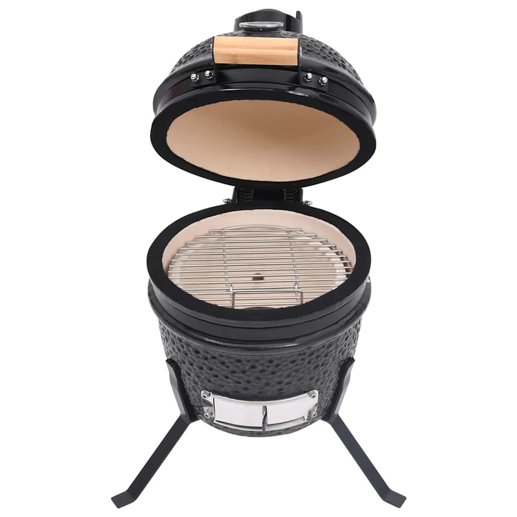 Kamado barbecue 2-in-1 56 cm keramiek zwart – afbeelding 2