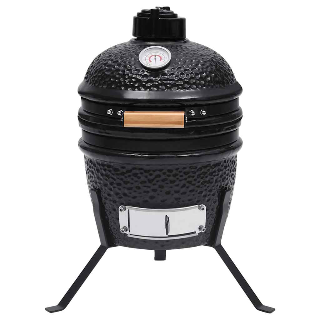 Kamado barbecue 2-in-1 56 cm keramiek zwart – afbeelding 3