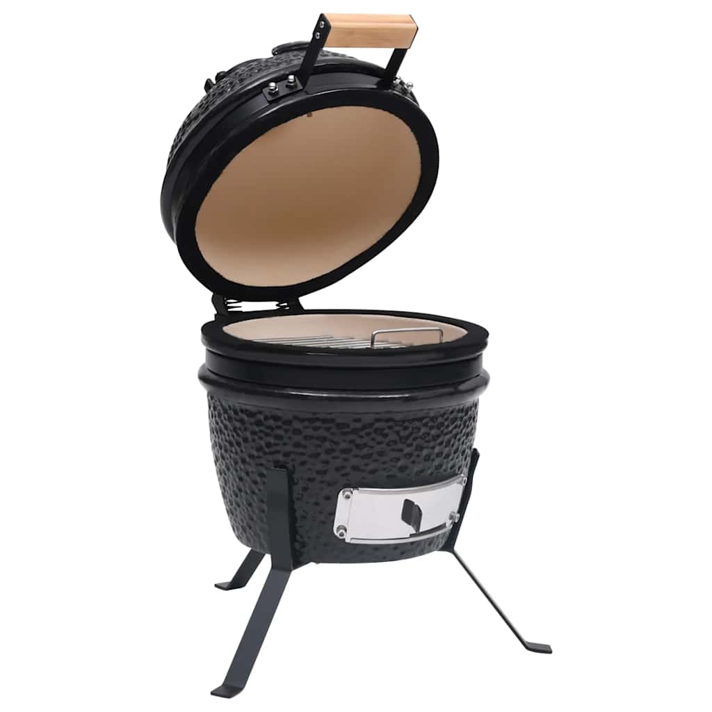 Kamado barbecue 2-in-1 56 cm keramiek zwart – afbeelding 4