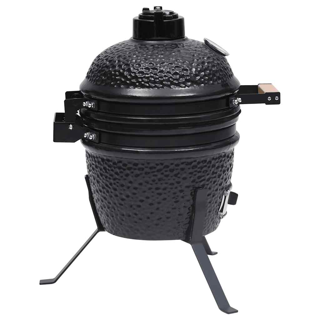 Kamado barbecue 2-in-1 56 cm keramiek zwart – afbeelding 5