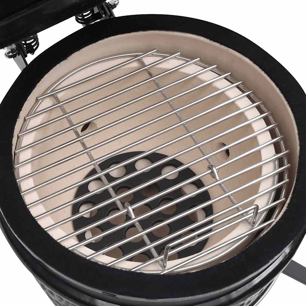 Kamado barbecue 2-in-1 56 cm keramiek zwart – afbeelding 7