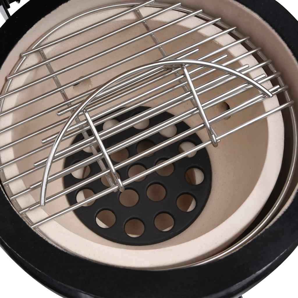 Kamado barbecue 2-in-1 56 cm keramiek zwart – afbeelding 8