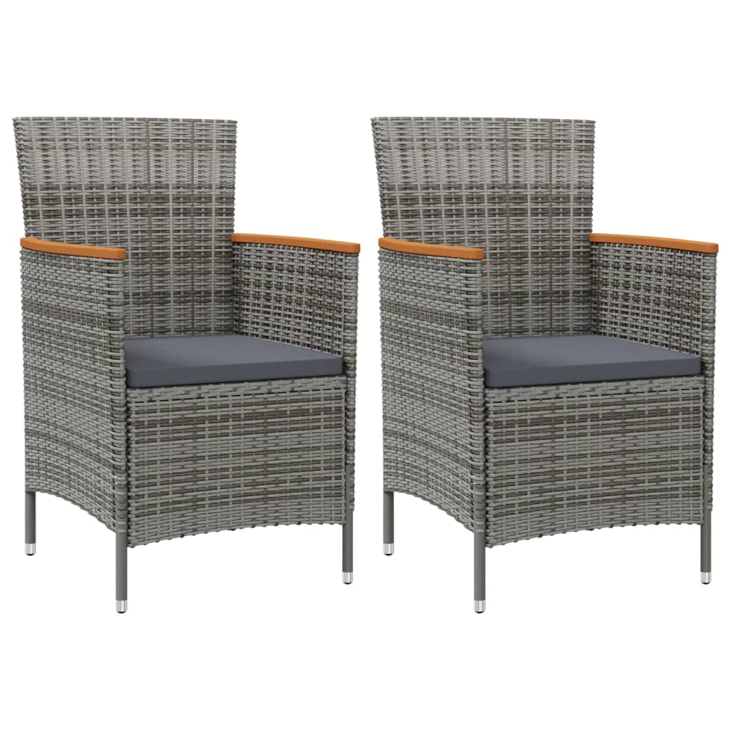 Tuinstoelen 2 st poly rattan grijs – afbeelding 1