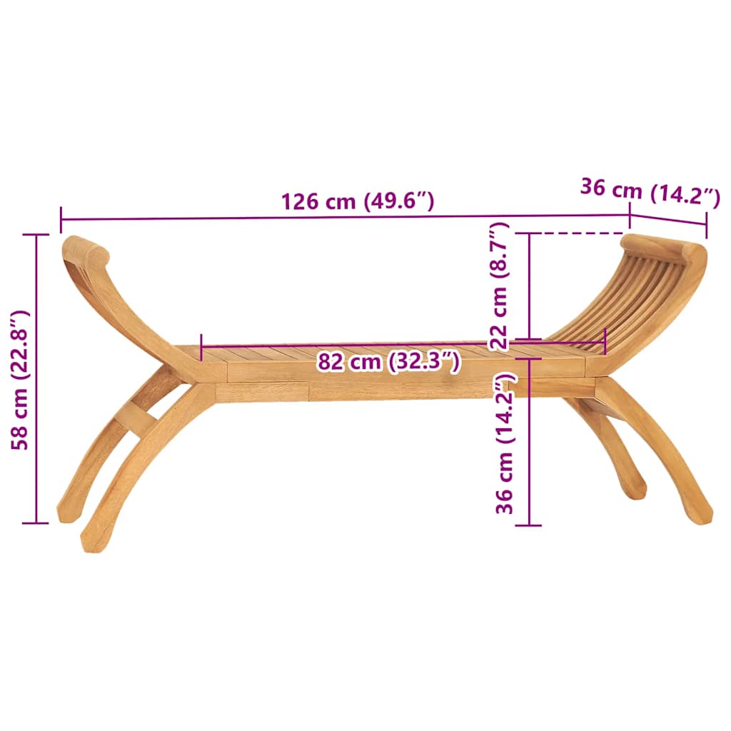 Tuinbank 126 cm massief teakhout – afbeelding 6