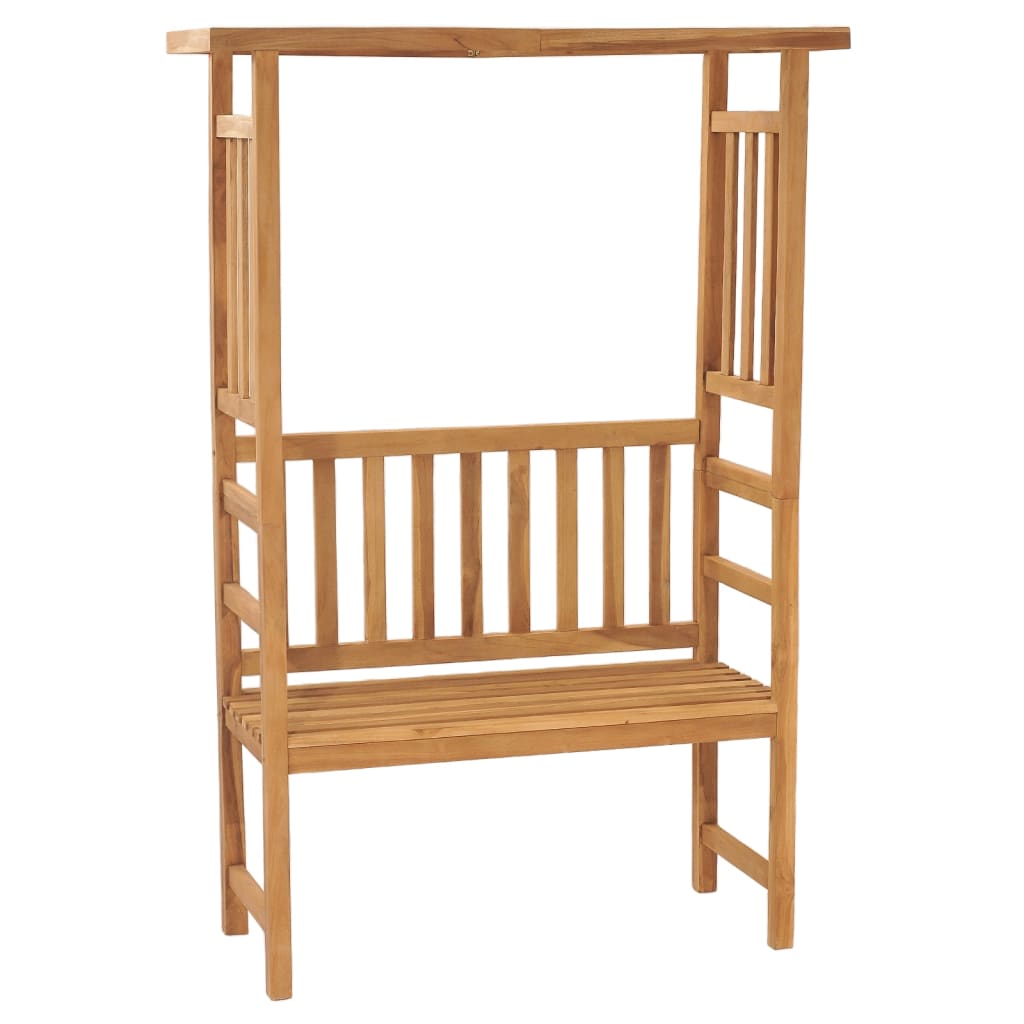 Tuinbank met pergola 115 cm massief teakhout – afbeelding 1