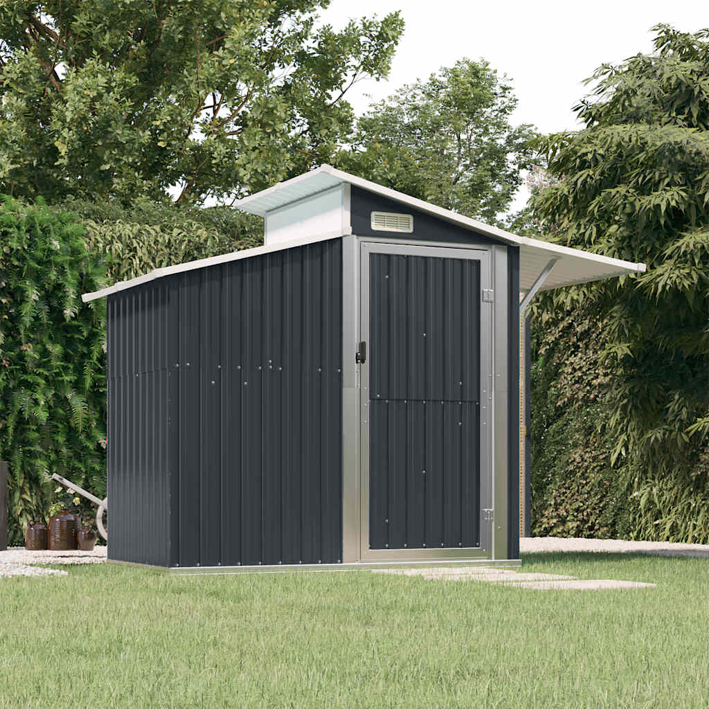 Tuinschuur 270x130x208,5 cm gegalvaniseerd staal antracietkleur – afbeelding 1
