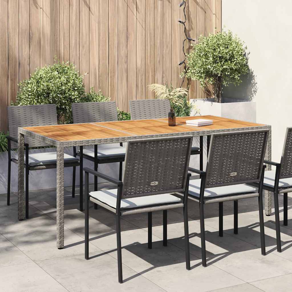 Tuintafel 190x90x75 cm poly rattan en acaciahout grijs