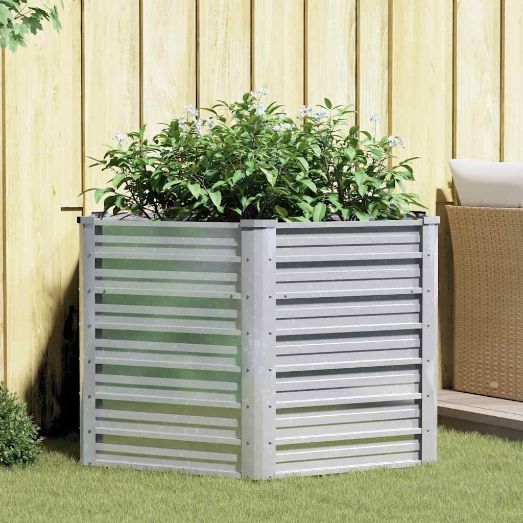 Plantenbak verhoogd 129x77 cm gegalvaniseerd staal zilverkleur – afbeelding 1