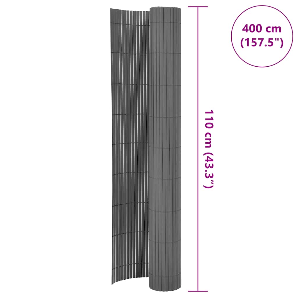 Tuinafscheiding dubbelzijdig 110x400 cm grijs – afbeelding 6