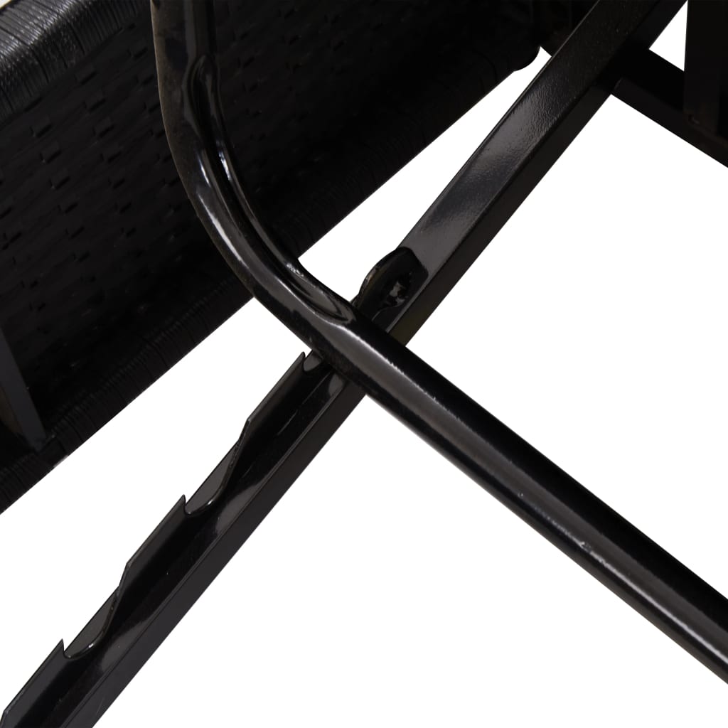 Ligbed met kussens converteerbaar poly rattan zwart – afbeelding 8
