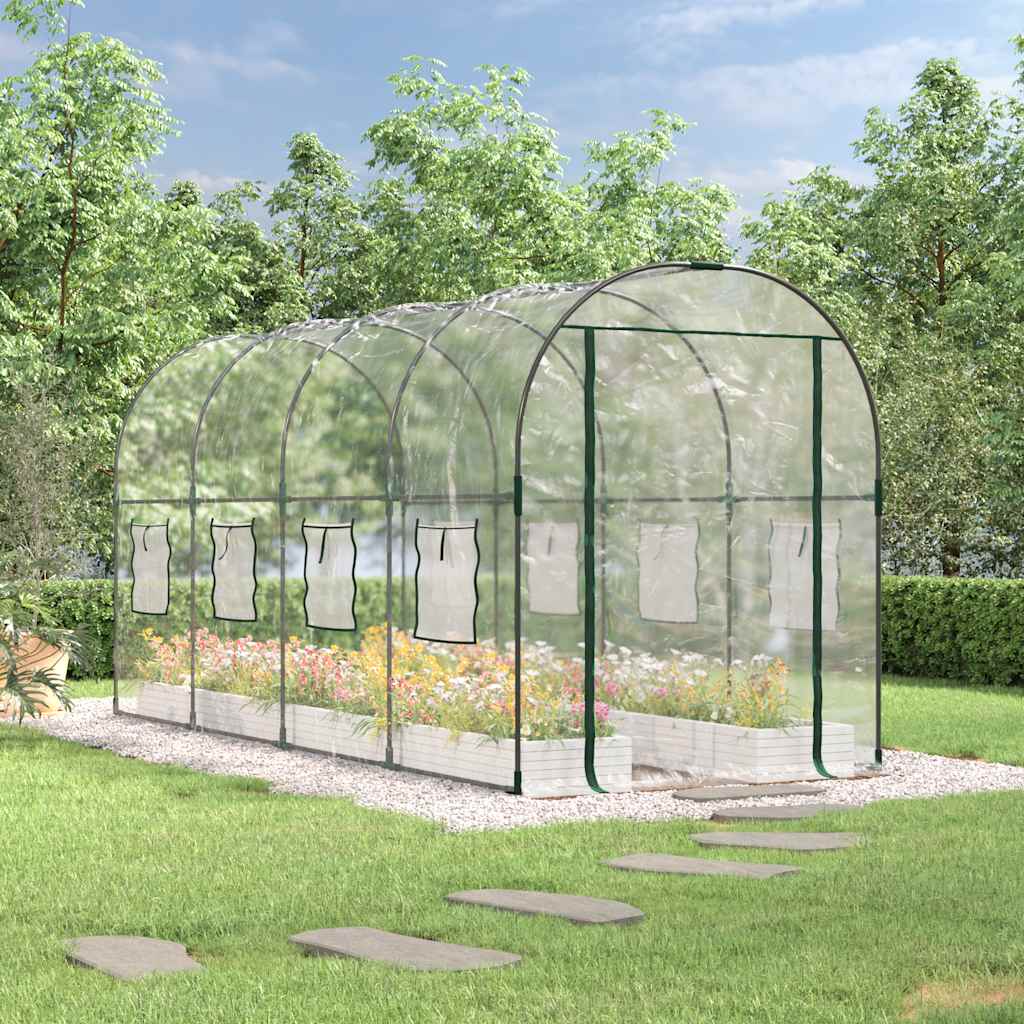 Tuinkas 160x400x190 cm PVC en gepoedercoat staal transparant – afbeelding 1