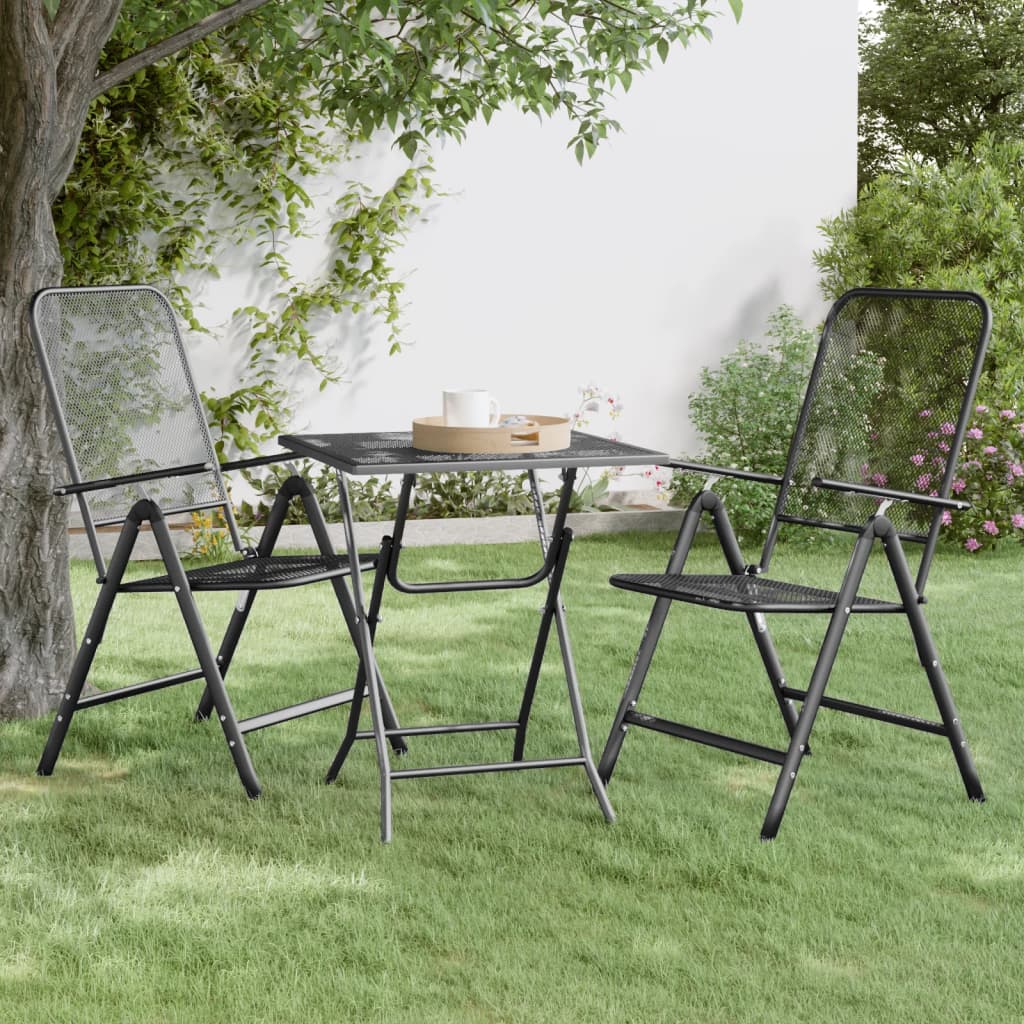 Tuintafel 60x60x72 cm metaalgaas antracietkleurig – afbeelding 1