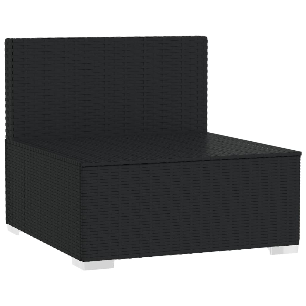 Vierzitsbank met kussens poly rattan zwart – afbeelding 4