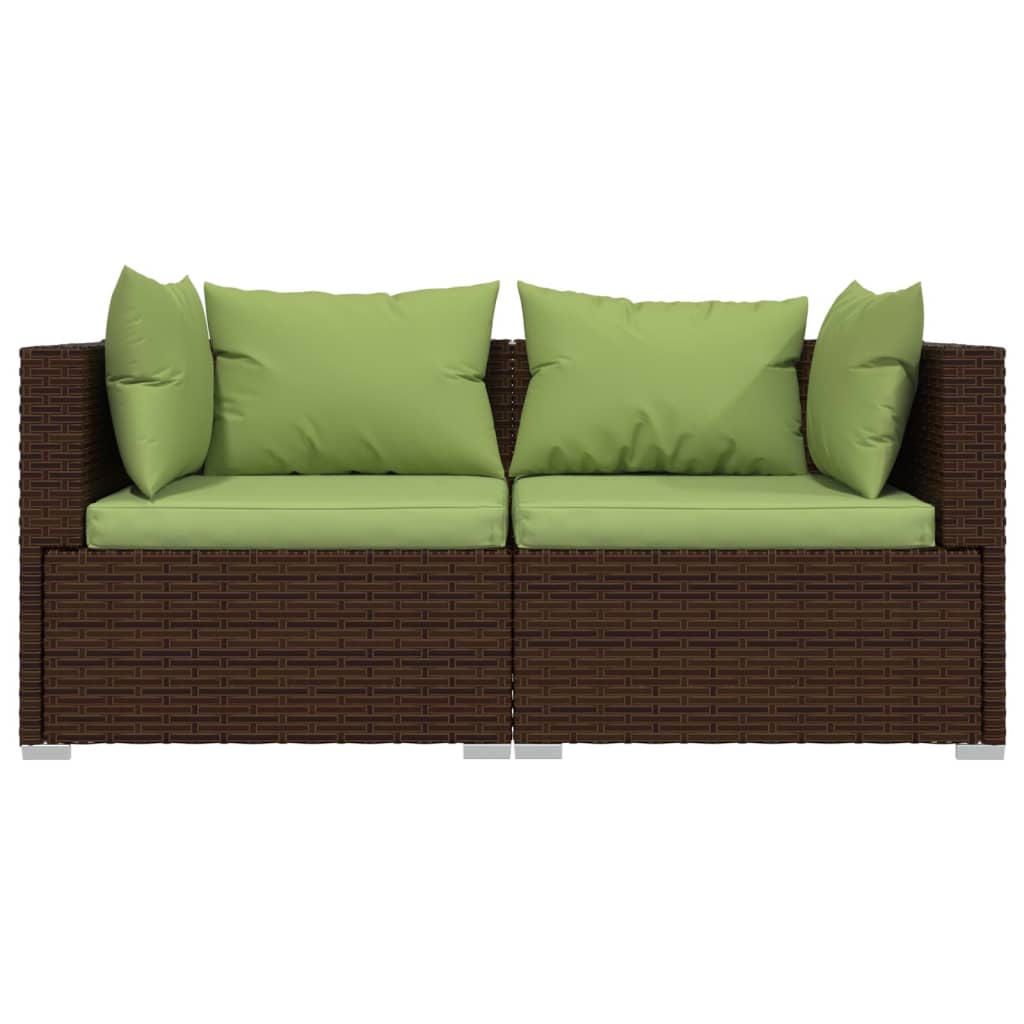 3-delige Loungeset met kussens poly rattan bruin – afbeelding 4
