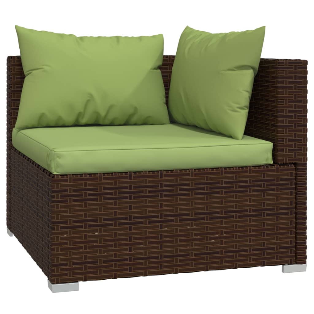 3-delige Loungeset met kussens poly rattan bruin – afbeelding 5