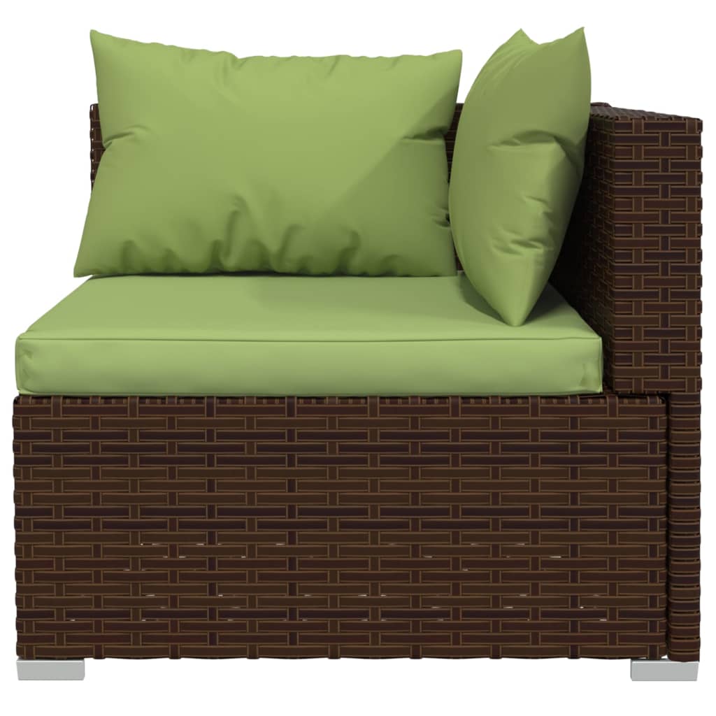 3-delige Loungeset met kussens poly rattan bruin – afbeelding 6