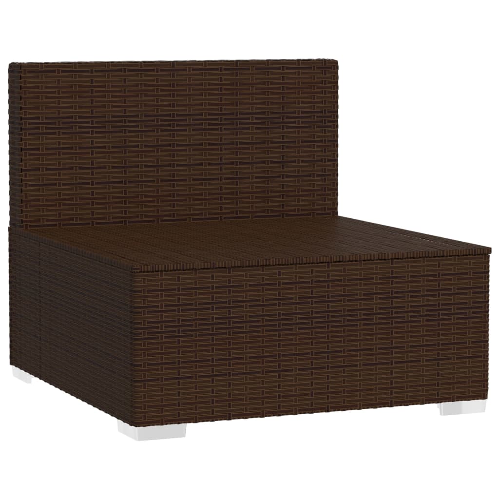Bank 3-zits met kussens poly rattan bruin – afbeelding 4